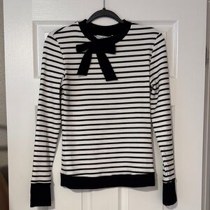 Elegant Black and White Striped Long Sleeve Top